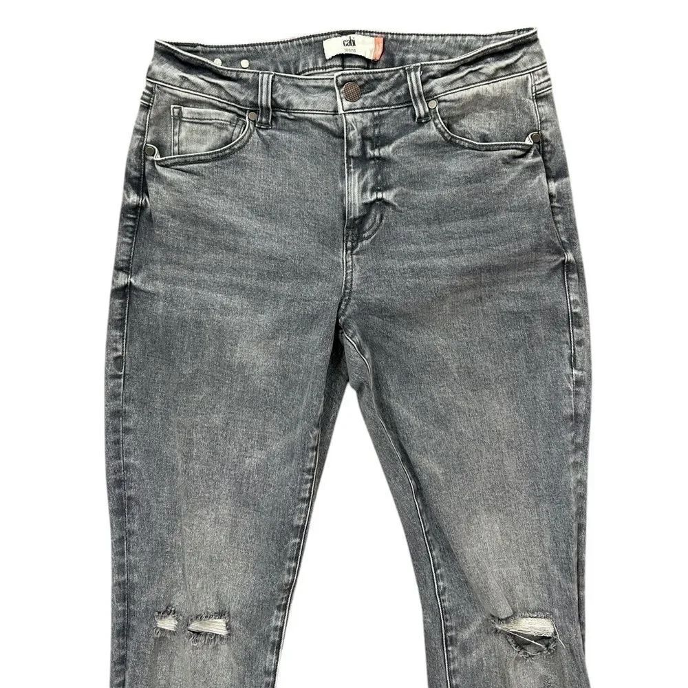 CAbi Women's Distressed Skinny Jeans - Gray